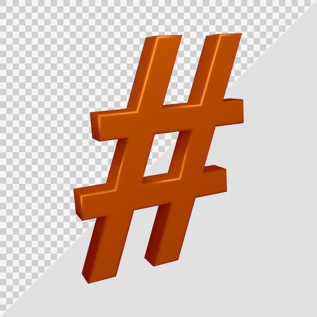 3d rendering of hashtag symbol