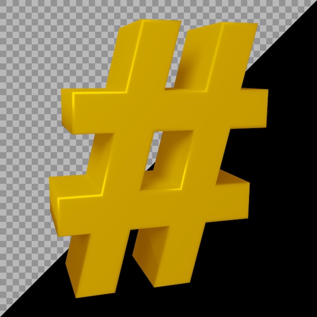 3d rendering of hashtag symbol