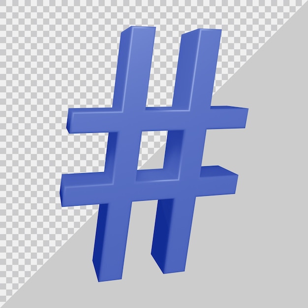 3d rendering of hashtag symbol