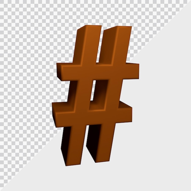 3d rendering of hashtag symbol