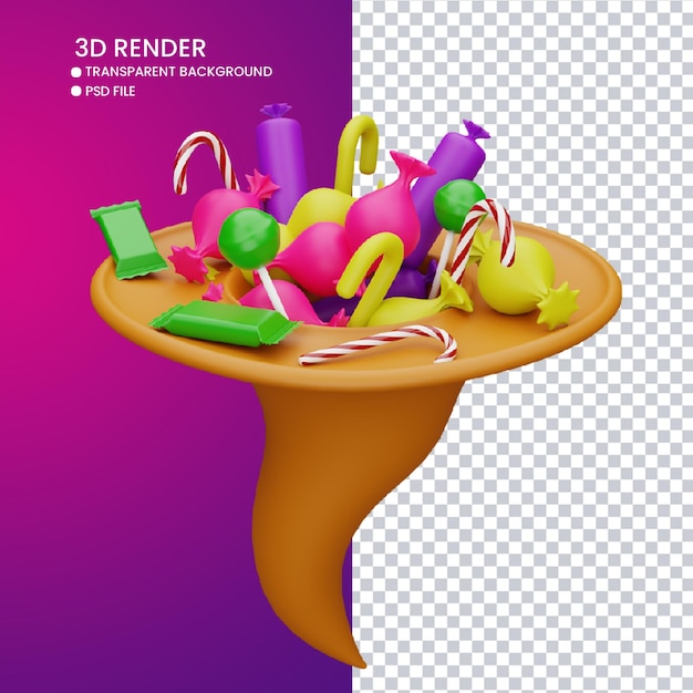 3d rendering of hat and candy