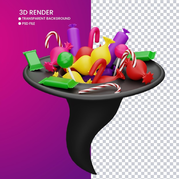 3d rendering of hat and candy