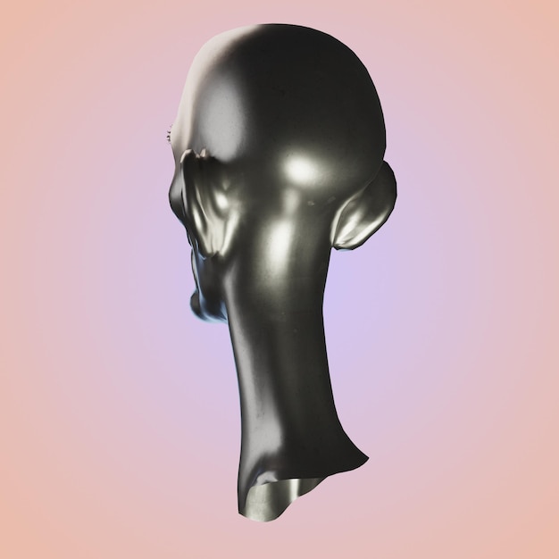 PSD 3d rendering of head silver and glass