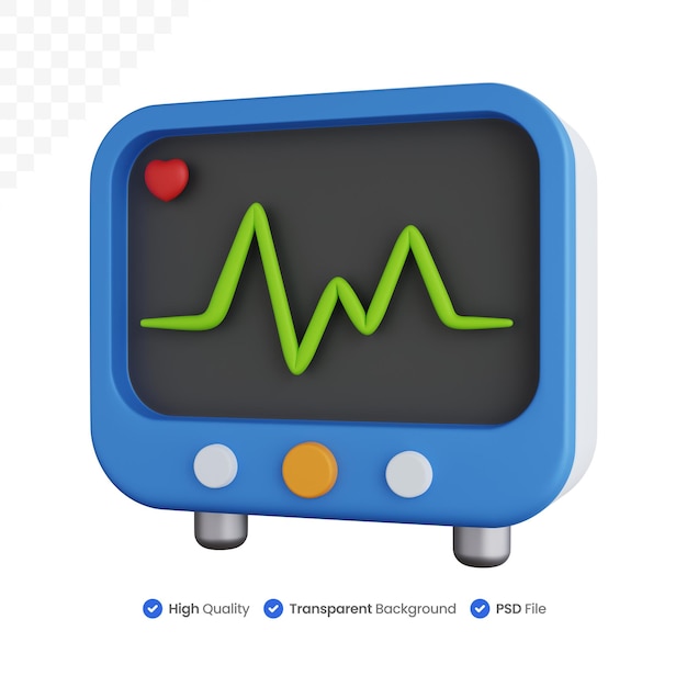 3d rendering heart rate monitor isolated