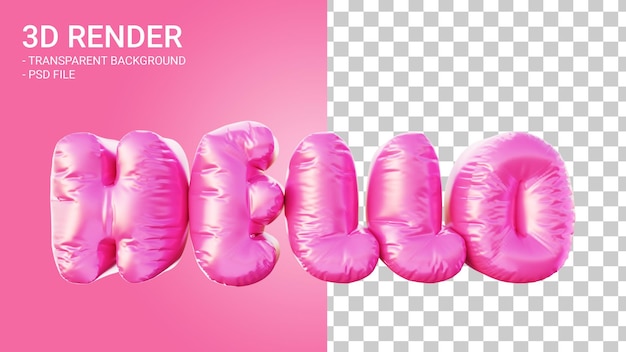 3d rendering helium balloons in the form of letters hello