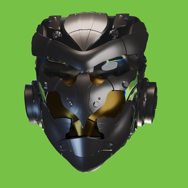 3d rendering of helmet and metal glass