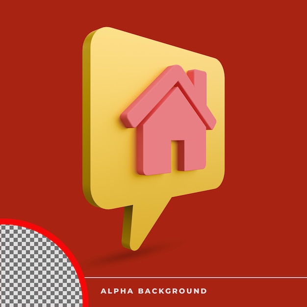 3d rendering home icon isolated