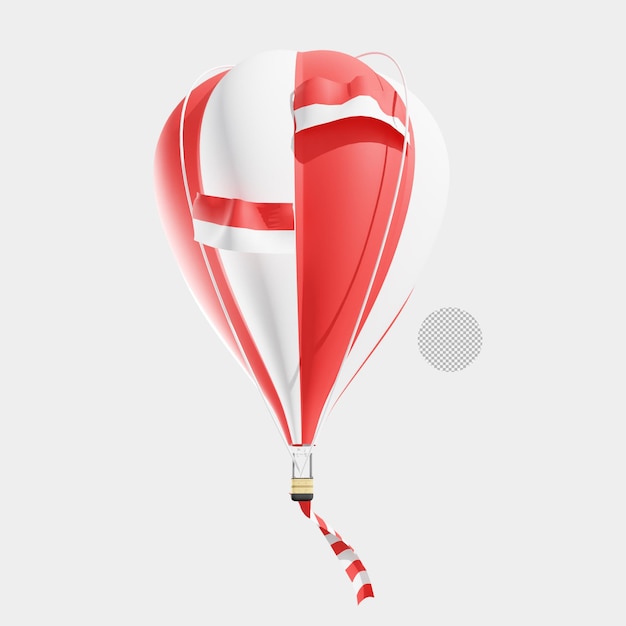 3d rendering of hot air balloon and indonesian flag