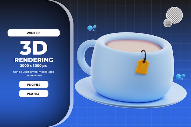 3d rendering hot drink illustration premium psd