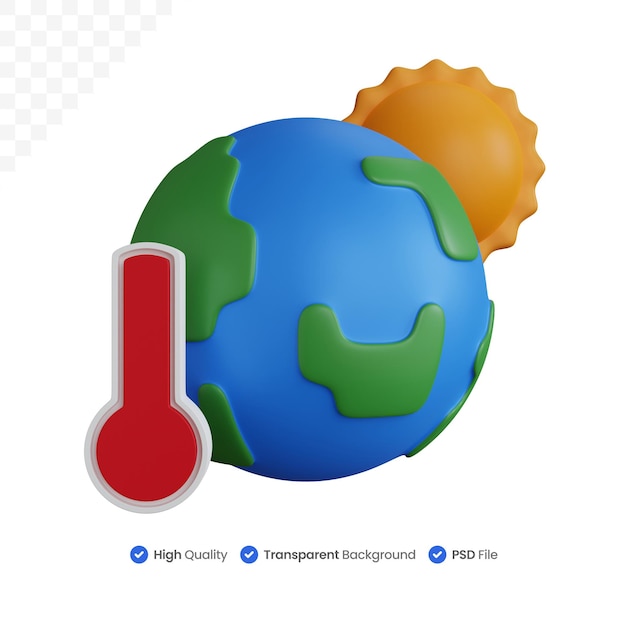 PSD 3d rendering hot temperature globe isolated