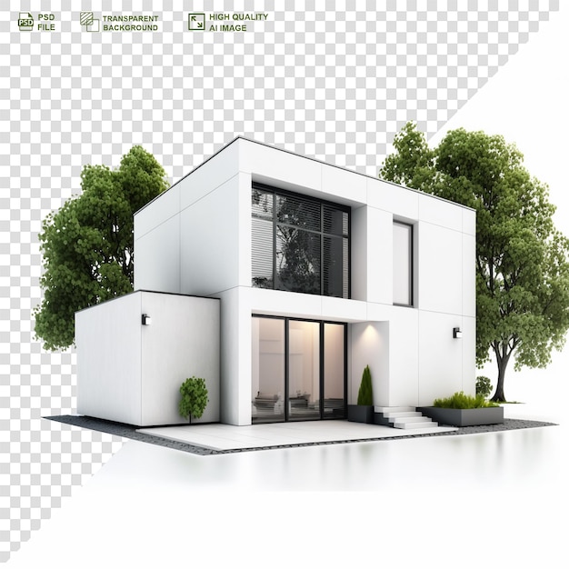 3d rendering of house model transparent background