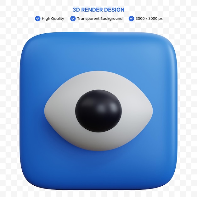 3d rendering icon eye isolated