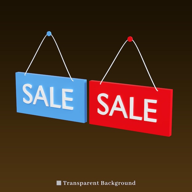 3d rendering icon Sale red and blue