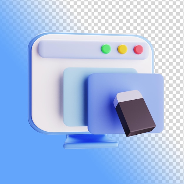 3d rendering illustration icon eraser concept design tools