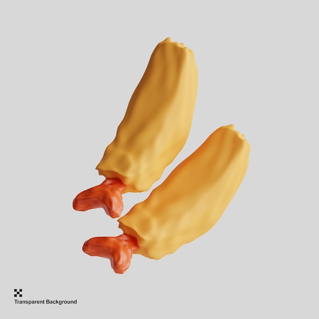 3d rendering illustration of Japanese shrimp tempura