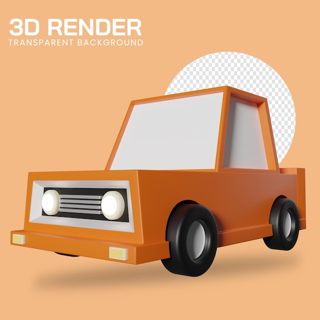 3D rendering illustration of a lowpoly car