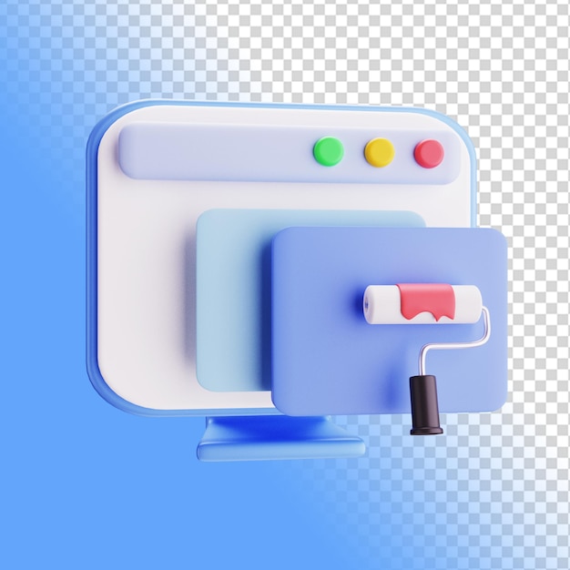 3d rendering illustration paint roll icon concept design tools