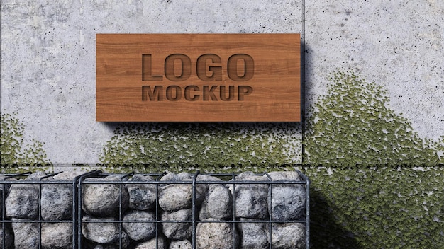 A 3d rendering image of metal blank sign on cracked concrete wall