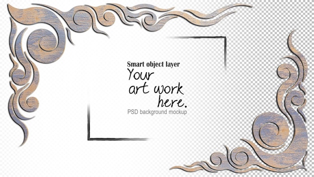 PSD a 3d rendering image of thai pattern frame on a white background