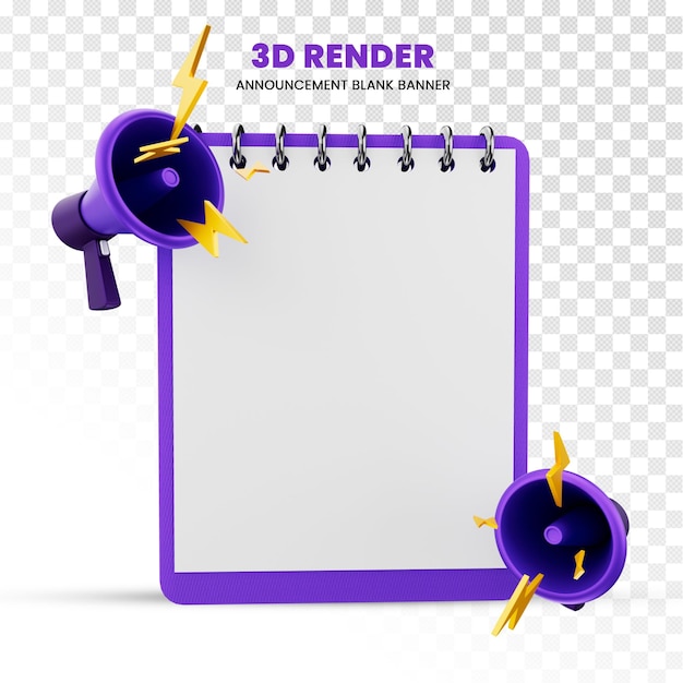 PSD 3d rendering important announcement on transparent background