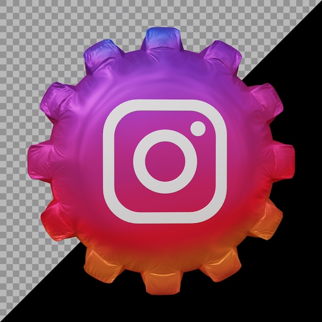 3d rendering of instagram icon balloon