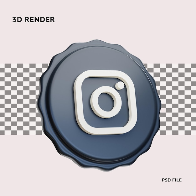 3d rendering instagram icon illustration object with transparent background