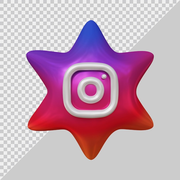 3d rendering of instagram icon social media with modern style