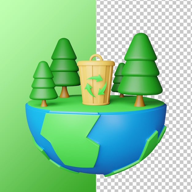 3D Rendering International Earth Day Illustration