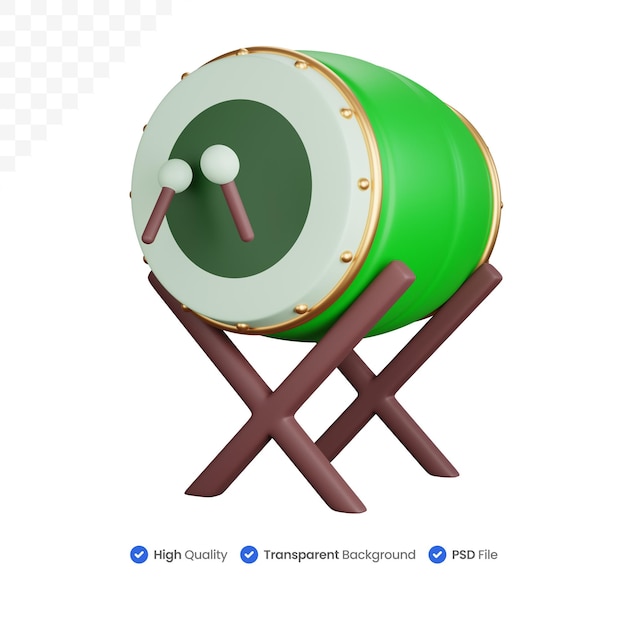 3d rendering Islamic drum isolated