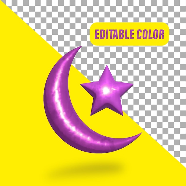 3d rendering islamic elements star and crescent moon