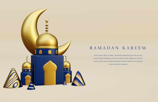 3d rendering islamic ramadan banner greetings