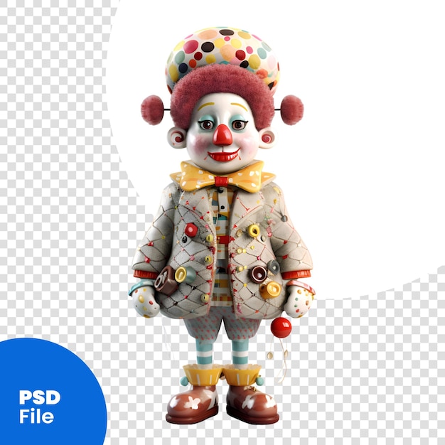 3d rendering of a jester clown isolated on white background PSD template