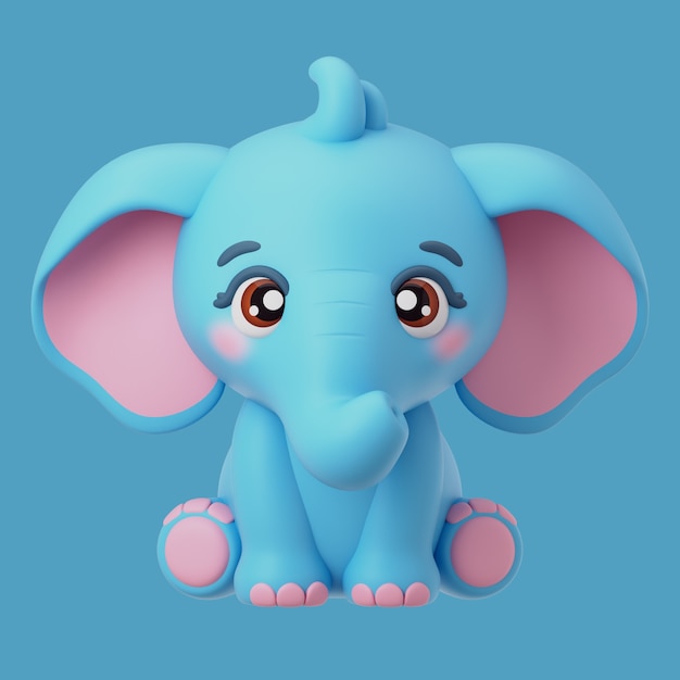 3d rendering of kawaii animal icon