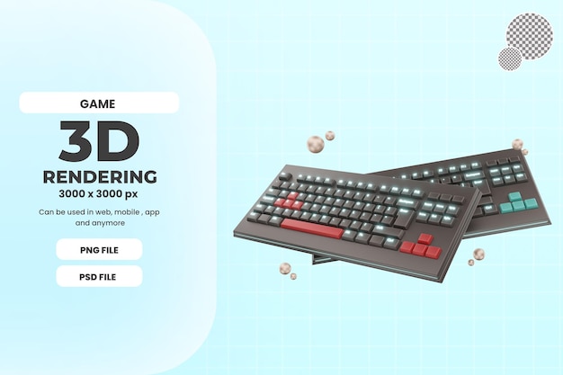 3d rendering keyboard gaming icon object premium psd