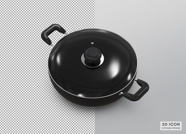 3d rendering kitchen cookware deep fry pan karai icon cg image