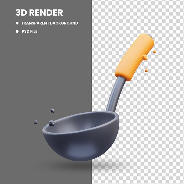 3d rendering ladle kitchen tool cute icon illustration