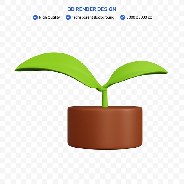 PSD 3d rendering leaf with the ground isolated