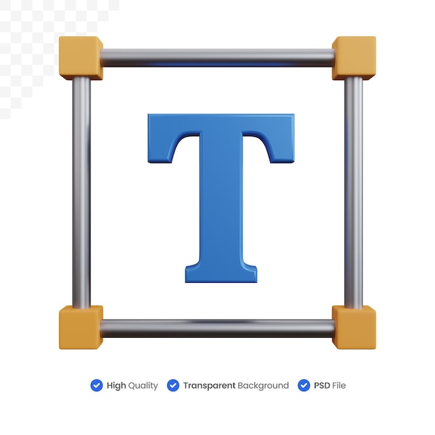 3d rendering the letter T in the box isolated