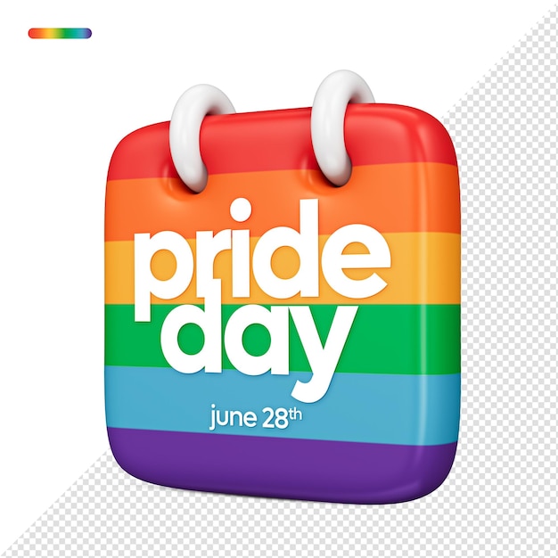 3d rendering of lgbt pride flag calendar with happy pride day