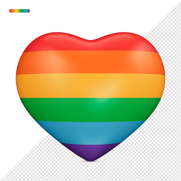 3d rendering of lgbt pride flag heart