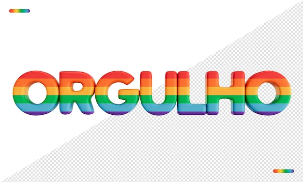 3d rendering lgbt pride flag orgulho lettering brazilian portuguese