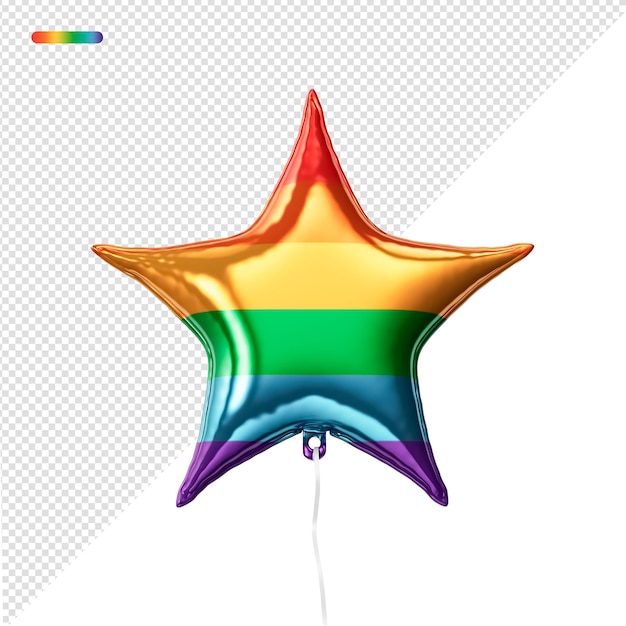 3d rendering of lgbt pride flag star balloon