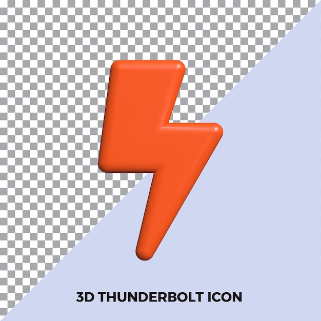 3d rendering lightning thunder weather icon symbol of energy electric and power