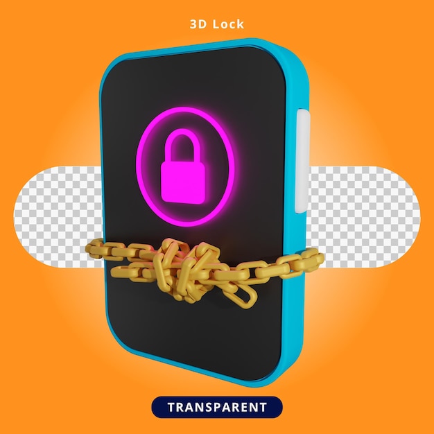 3d Rendering lock and chain Illustration