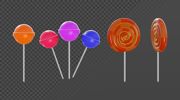 3d rendering lollipop candy perspective view