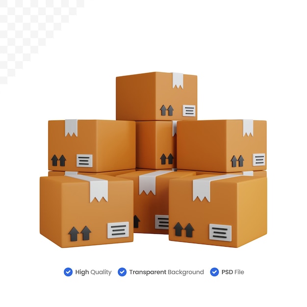 3d rendering lots of shipping boxes isolated