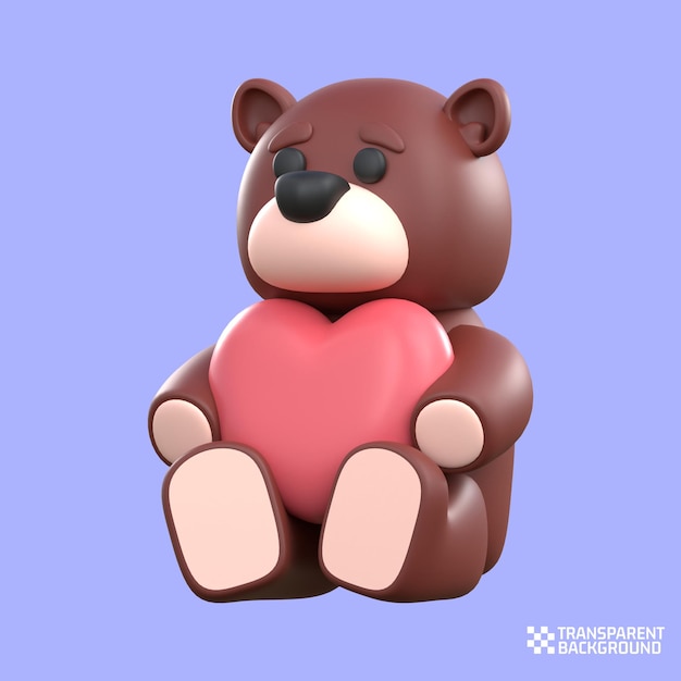 3d rendering LOVE BEAR valentine icon