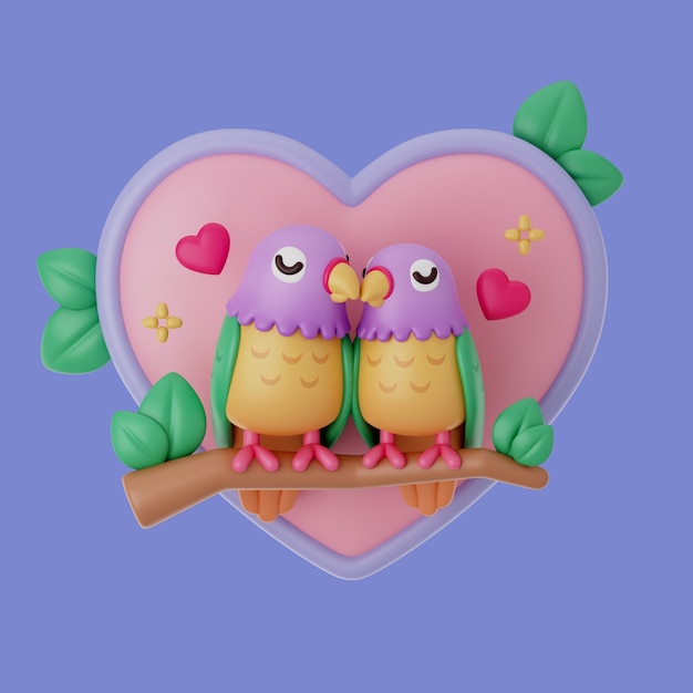 3d rendering of love and pets icon