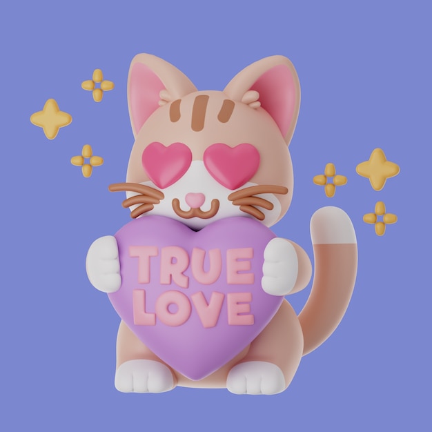 3d rendering of love and pets icon