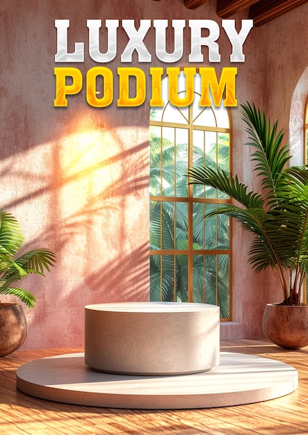 3d rendering of luxury podium stage for product display